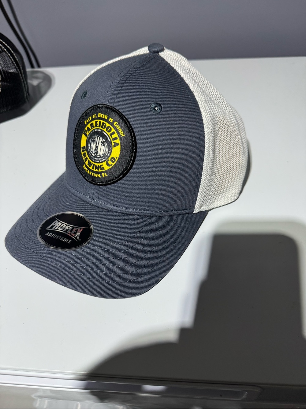 Source Unknown Gray and White Trucker Hat with Yellow Patch